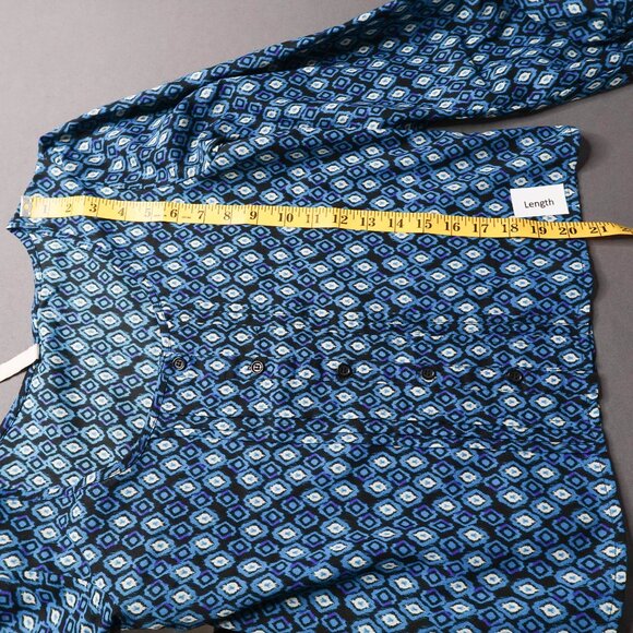 Womens Top Medium Blue Sheer Boxy Flowy Romantic Statement Artsy Indie - Picture 11 of 13